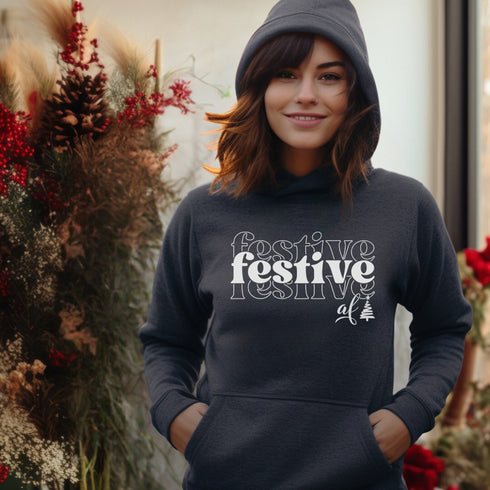 C & Win Sports Festive AF Hoodie Dark Heather / S - C & Win Sports